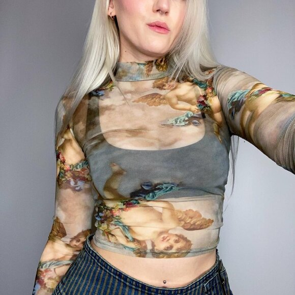 Urban Outfitters Renaissance Cherub Mesh Top - Picture 6 of 7